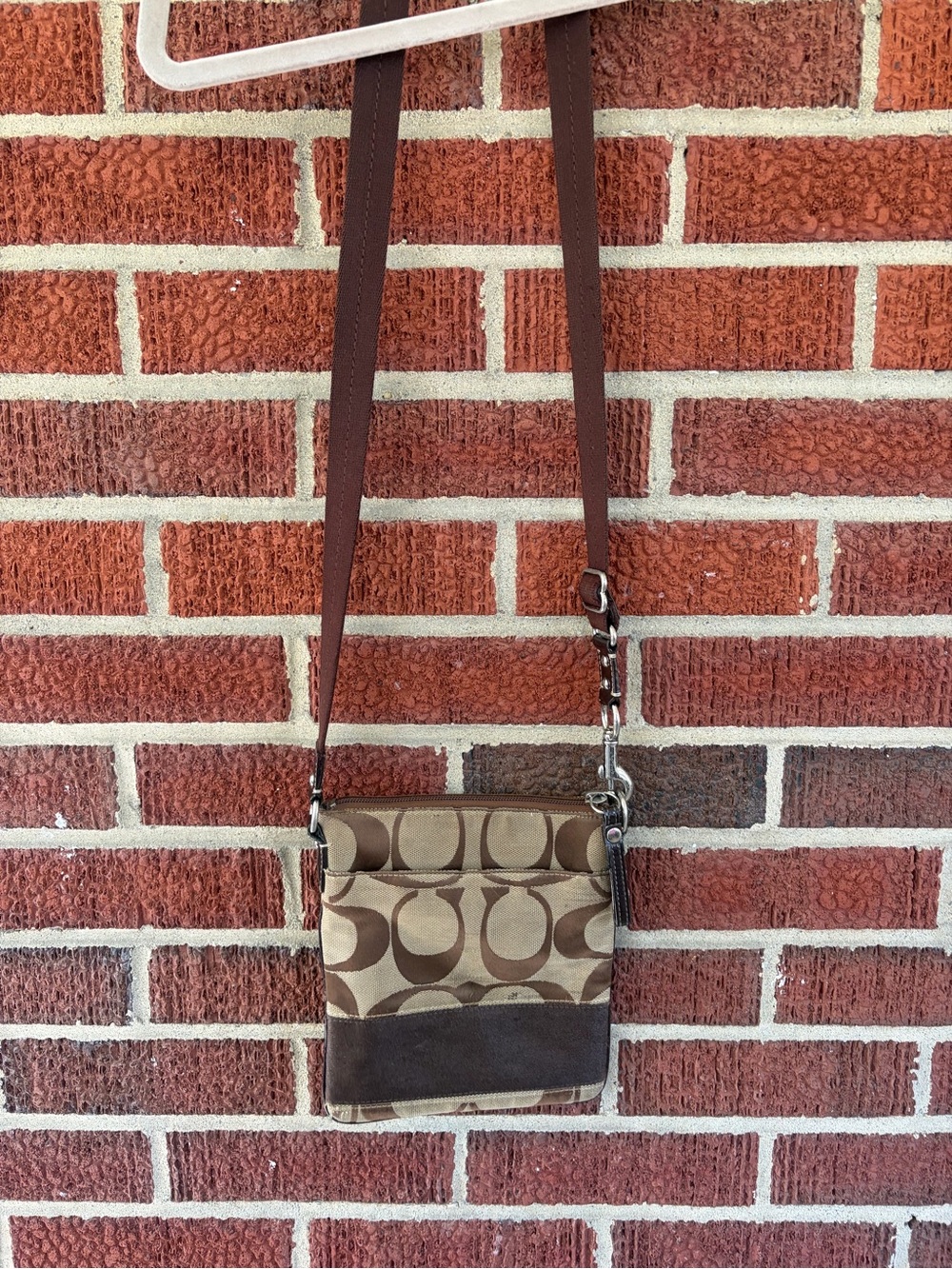 Coach Tan and Brown Signature Crossbody Messenger